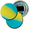 2 1/4" Diameter Round PVC Bottle Opener w/ 3D Lenticular Images - Yellow/Turquoise (Blank)